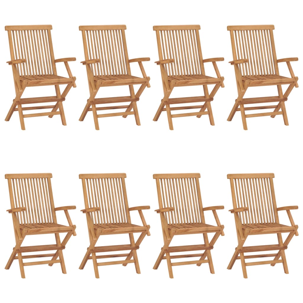 Garden Chairs 8 pcs Solid Teak Wood